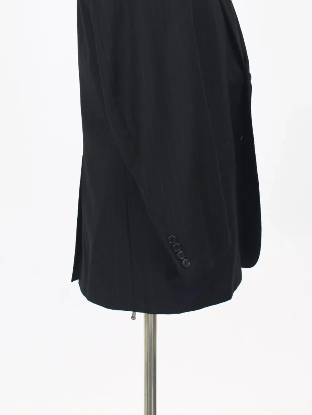 Hickey Freeman 40S 34x28 Black Full Suit 2-Button Stripe R971